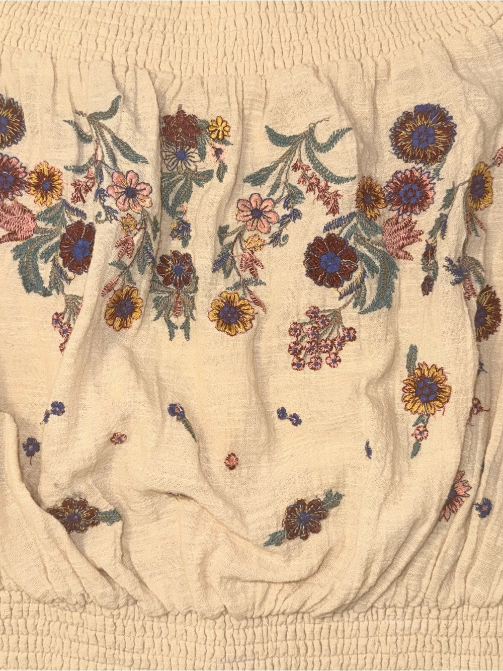 Free People Embroidered Off-The-Shoulder Boho Crop Top Women’s Size Small - Picture 5 of 8